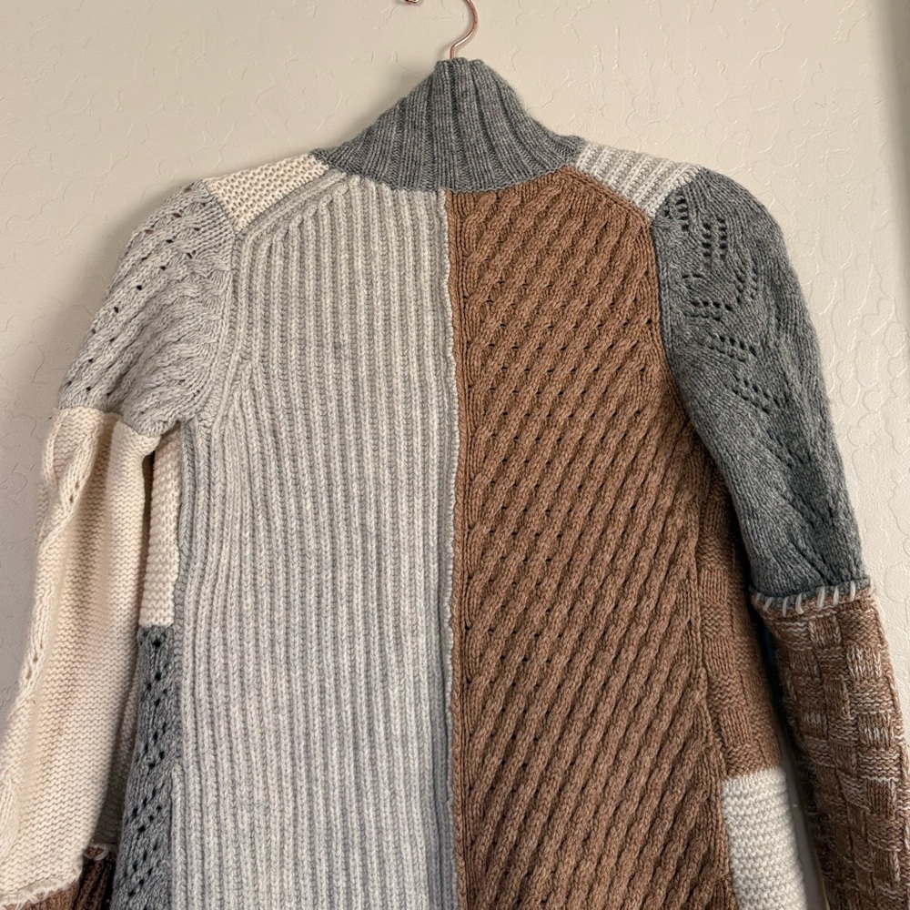 Sundance Multicolor Patchwork Knit Boho Mockneck … - image 5